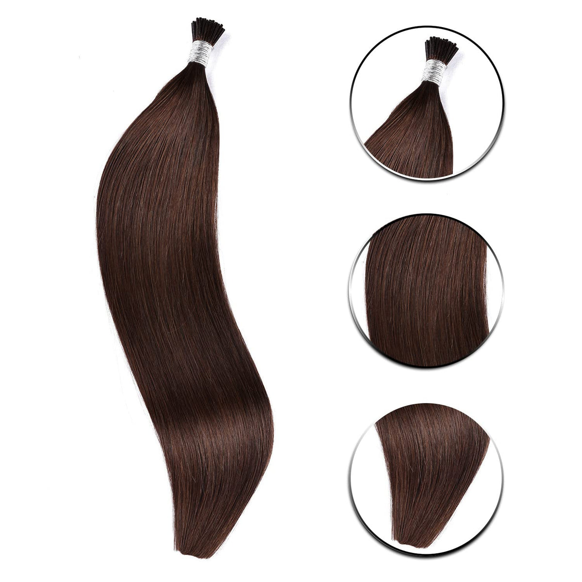 DIYOMO I Tip Hair Extensions Human Hair,Cold Fusion Soft Abnormal Hair Extensions 60 Strands Pre Keratin Bonded, Itip Human Hair Extensions,#4