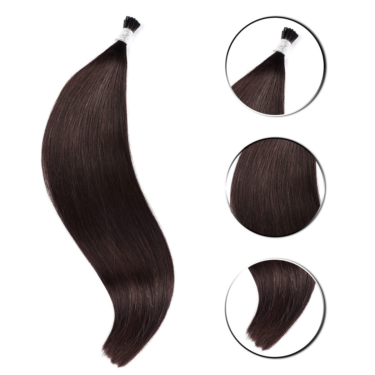 DIYOMO I Tip Hair Extensions Human Hair,Cold Fusion Soft Abnormal Hair Extensions 50 Strands Pre Keratin Bonded, Itip Human Hair Extensions,#2