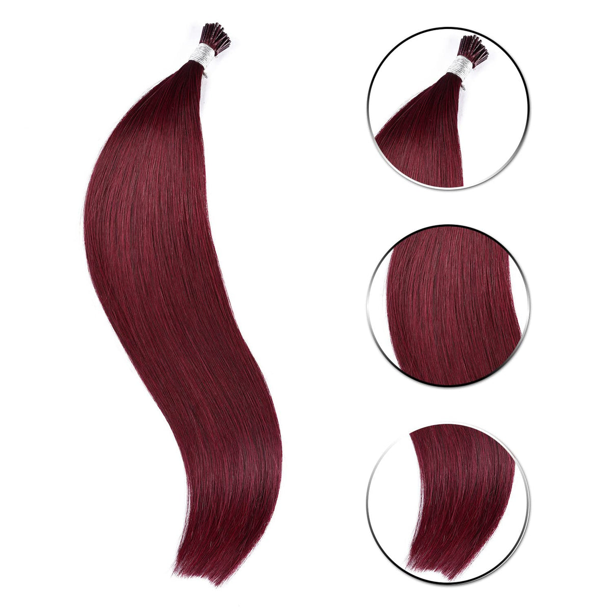 DIYOMO I Tip Hair Extensions Human Hair,Cold Fusion Soft Abnormal Hair Extensions 50 Strands Pre Keratin Bonded, Itip Human Hair Extensions
