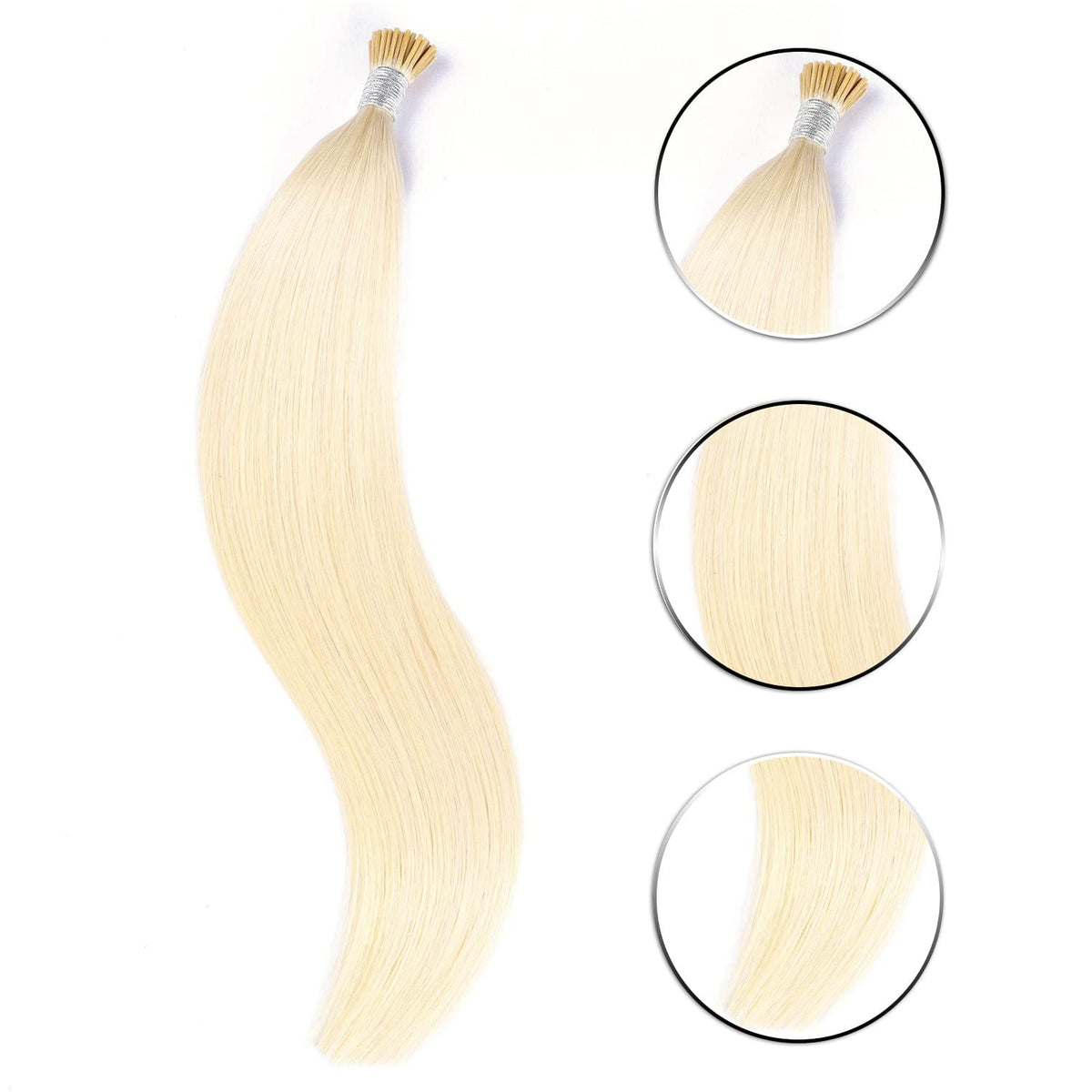 DIYOMO I Tip Hair Extensions Human Hair,Cold Fusion Soft Abnormal Hair Extensions 50 Strands Pre Keratin Bonded, Itip Human Hair Extensions,#60
