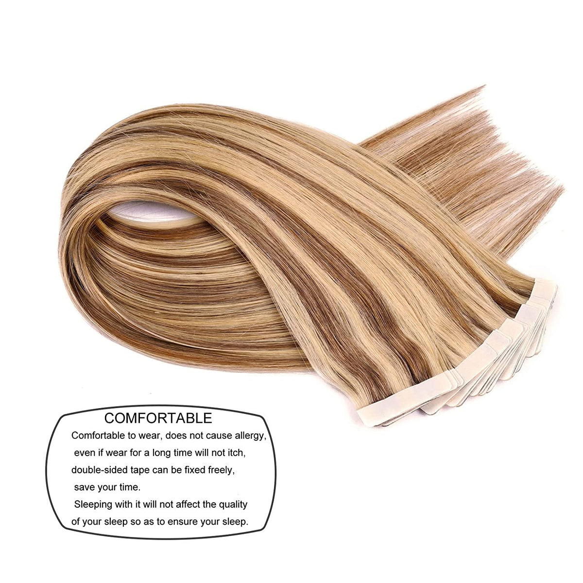 Tape in Hair Extensions Human Hair,#P18/613 DIYOMO Ash Blonde Highlighted Bleach Blonde Hair Extensions Handcrafted Soft & Smooth Remy Hair Extensions for Women,2.5g/Pcs 50g/Pack