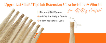 U Tip Hair Extensions Human Hair Ash Blonde Balayage Keratin Tips Soft, Platinum Blonde Highlights, Natural Blend, Great for Party Wear and Special Events, 50g