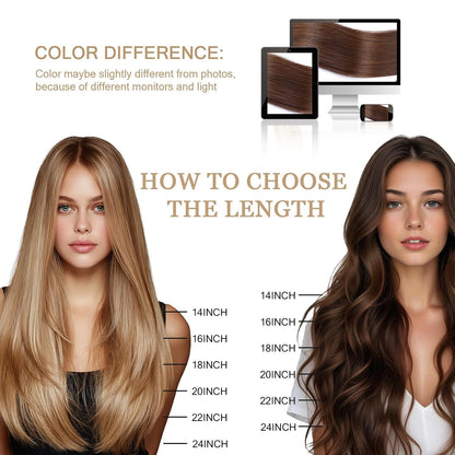 Remy-Hair Microlink Hair Extensions Human Hair Micro Bead 18inch 50g/pack Micro Link Beads Micro Loop Hair Extensions Real Human Hair Color #4 Flax Brown