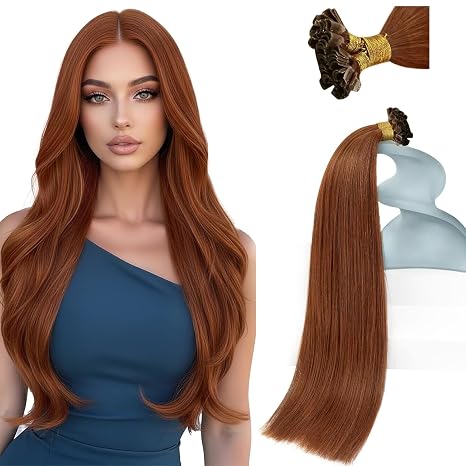 U Tip Hair Extensions Human Hair Remy Auburn Keratin Tips, Easy to Install, Natural Blend, Soft Texture, Adds Volume for Daily Styling, 50g Visit the Hair Store