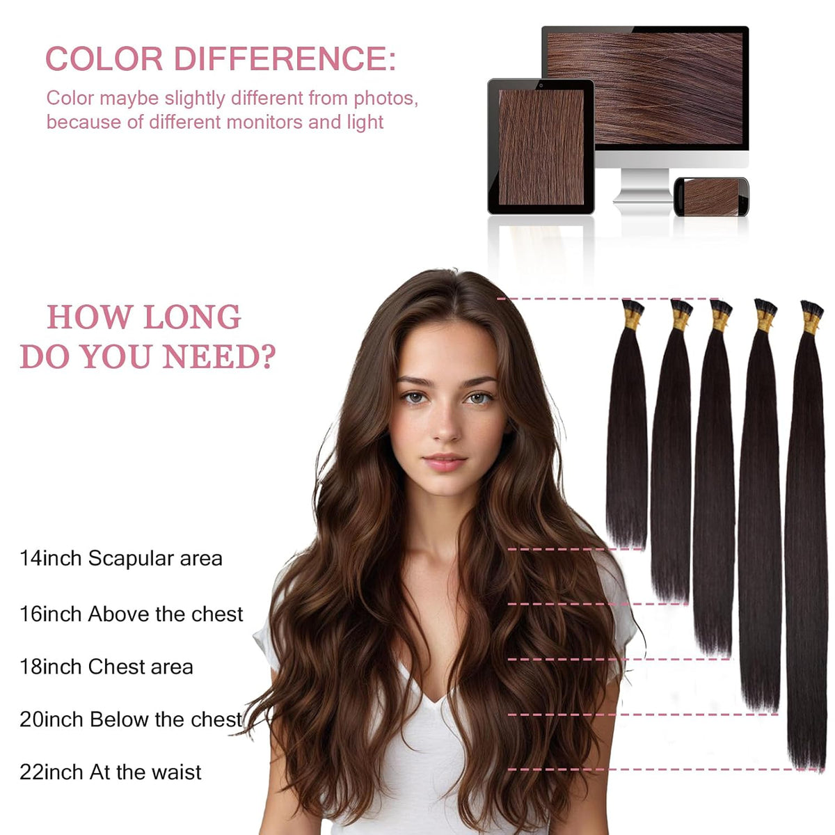 Nano Bead Hair Extensions 40g/pack Color #P4/16 Light Blonde Mix Dark Brown