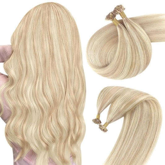 DIYOMO Hair U Tip Hair Extensions Human Hair Blonde Highlights Keratin Vtip Bonds, Simple Application, for Beginners, Volume for Casual and Everyday Looks, 40g Visit the DIYOMO Hair Store