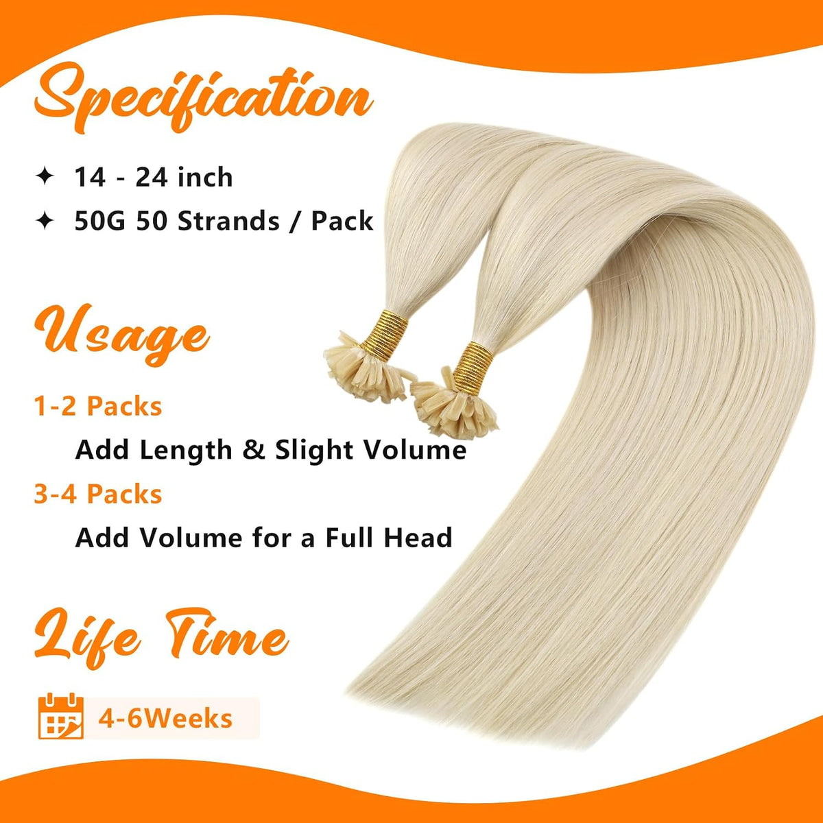 U Tip Hair Extensions Human Hair Blonde  50G Keratin Tips Soft, Invisible Ktips, Easy to Maintain, Natural Shine, for Women, Adds Volume for Wedding Visit the Hair Store