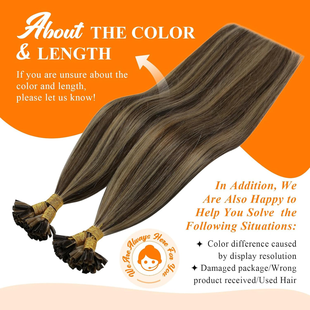 U Tip Hair Extensions Human Hair Dark Brown Caramel Balayage Keratin Tips, Natural Blend, Soft Texture, Achieves Natural Look for Daily Wear and Events, 50g Visit the Hair Store