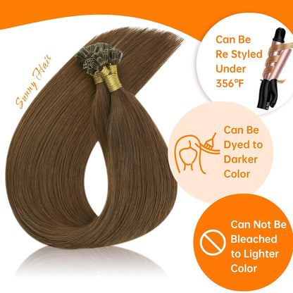 Utip Hair Extensions Human Hair Light Chestnut Brown Pre-Bonded, Lightweight Feel, Tangle-Free, for Parties, Evening Events and Professional Settings, 50g Visit the  Hair Store