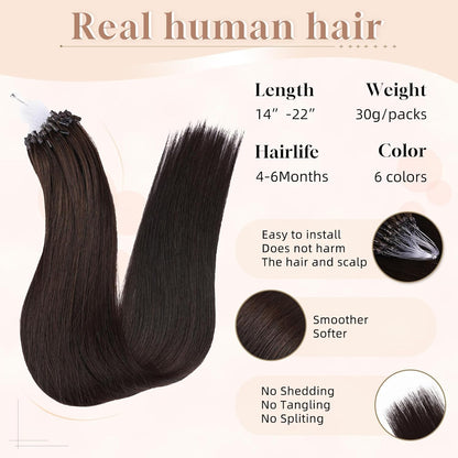 Microlink Hair Extensions Human Hai No Tangling 50g/ 18inch Microbead Micro Hair Extensions Soft and Glossy Longer Life
