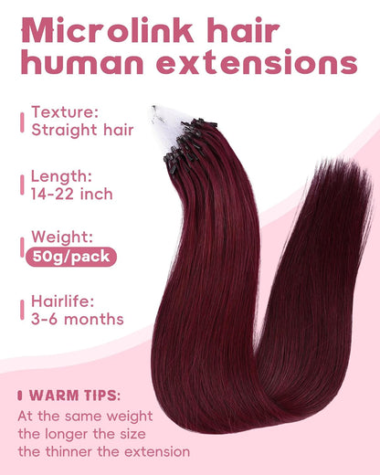 Microlink Hair Extensions Human Hair Soft And Smooth 18Inch Micro Hair Extensions No Shedding 50g