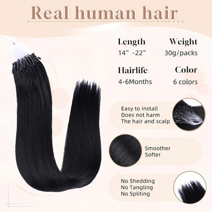 Microlink Hair Extensions Human Hair 50g/18 inch Microbead Hair Extensions Real Human Soft and Glossy Longer Life