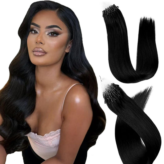 Microlink Hair Extensions Human Hair 50g/18 inch Microbead Hair Extensions Real Human Soft and Glossy Longer Life