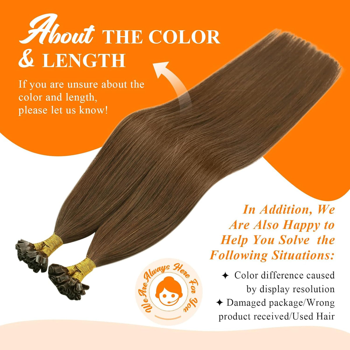 Utip Hair Extensions Human Hair Light Chestnut Brown Pre-Bonded, Lightweight Feel, Tangle-Free, for Parties, Evening Events and Professional Settings, 50g Visit the  Hair Store