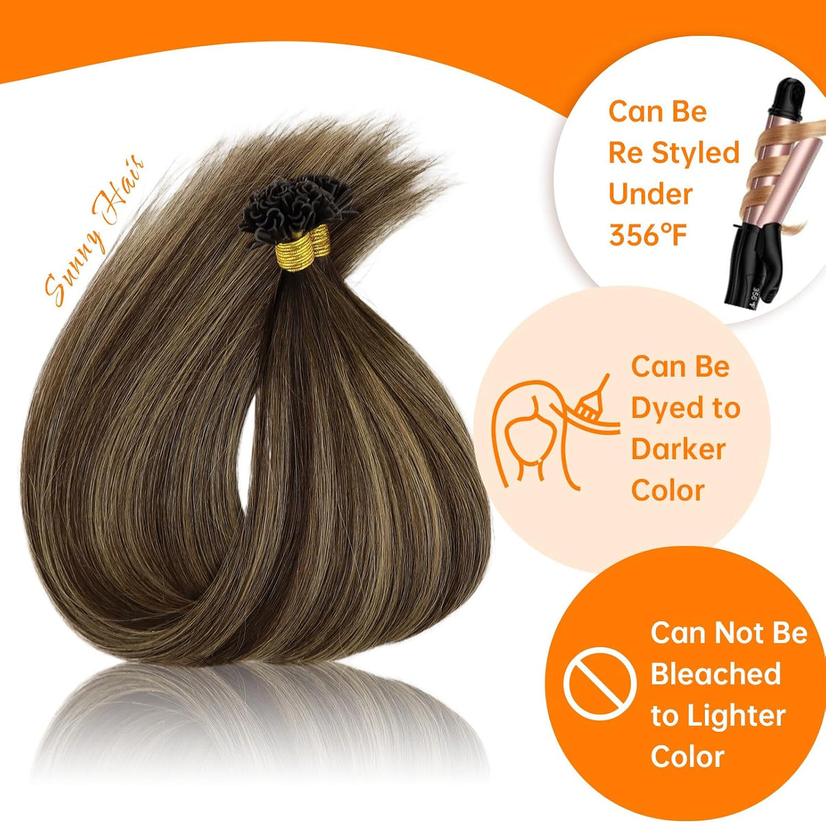 U Tip Hair Extensions Human Hair Dark Brown Caramel Balayage Keratin Tips, Natural Blend, Soft Texture, Achieves Natural Look for Daily Wear and Events, 50g Visit the Hair Store