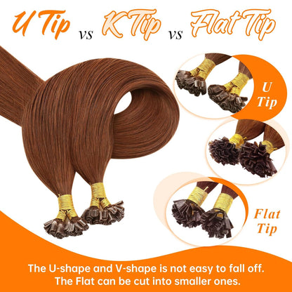 U Tip Hair Extensions Human Hair Remy Auburn Keratin Tips, Easy to Install, Natural Blend, Soft Texture, Adds Volume for Daily Styling, 50g Visit the Hair Store
