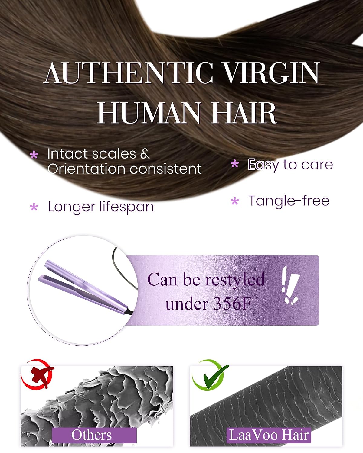 U Tips Hair Extensions Human Hair, Chocolate Brown, 50g Long Silky Straight Remy Hair, Invisible Keratin Tips, Long-Lasting, Add thickness for Vacation or Daily Styling