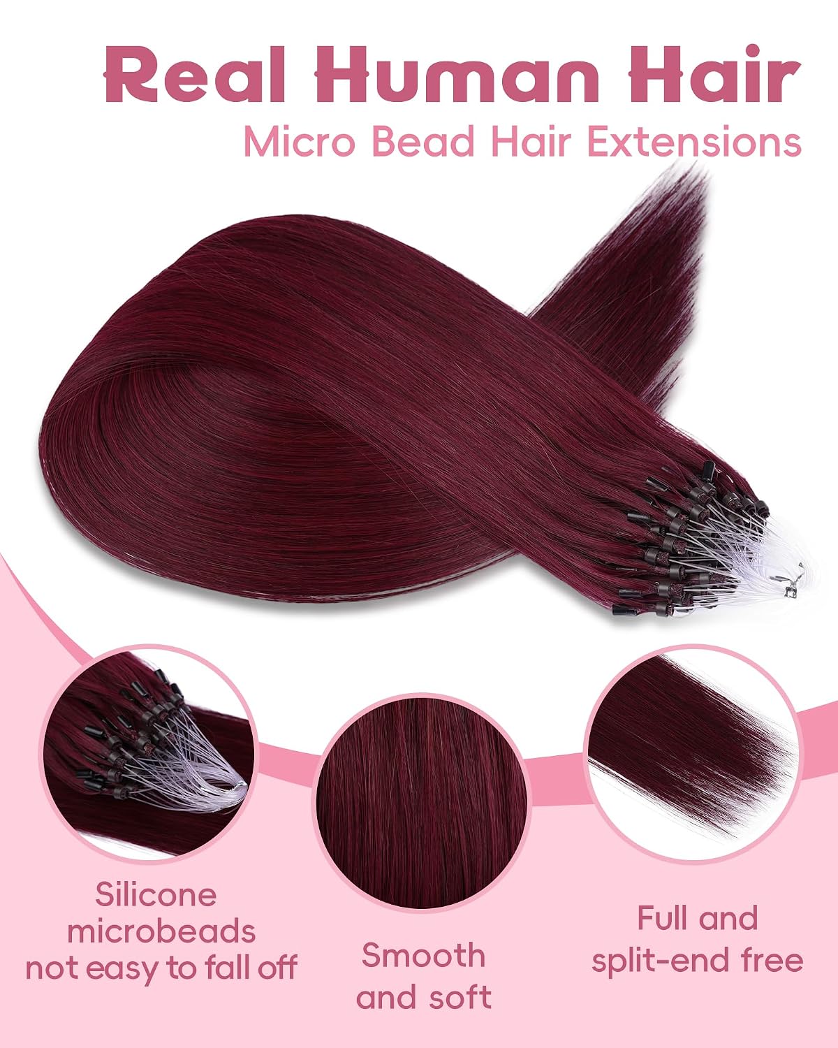 Microlink Hair Extensions Human Hair Soft And Smooth 18Inch Micro Hair Extensions No Shedding 50g