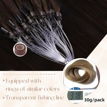 Microlink Hair Extensions Human Hai No Tangling 50g/ 18inch Microbead Micro Hair Extensions Soft and Glossy Longer Life