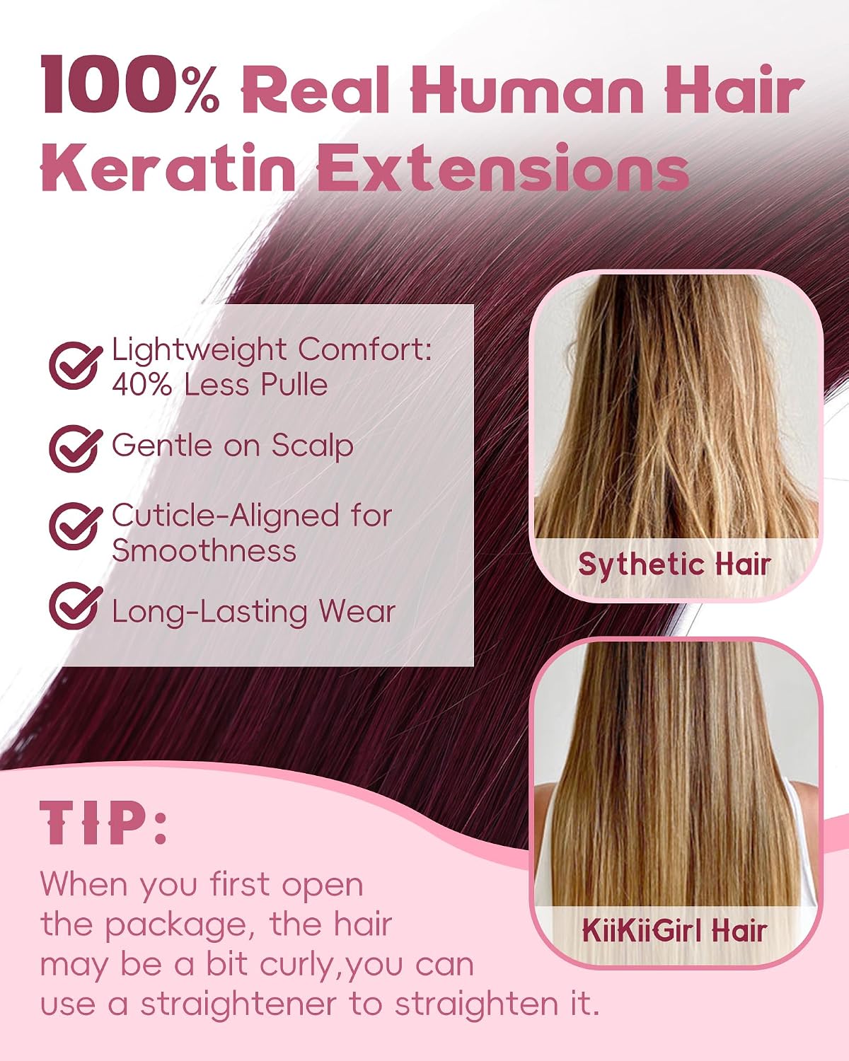 Microlink Hair Extensions Human Hair Soft And Smooth 18Inch Micro Hair Extensions No Shedding 50g