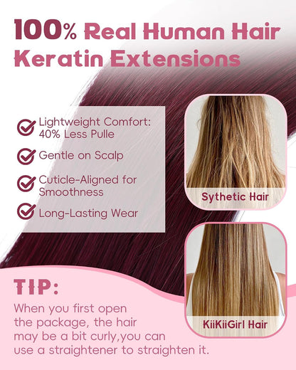 Microlink Hair Extensions Human Hair Soft And Smooth 18Inch Micro Hair Extensions No Shedding 50g