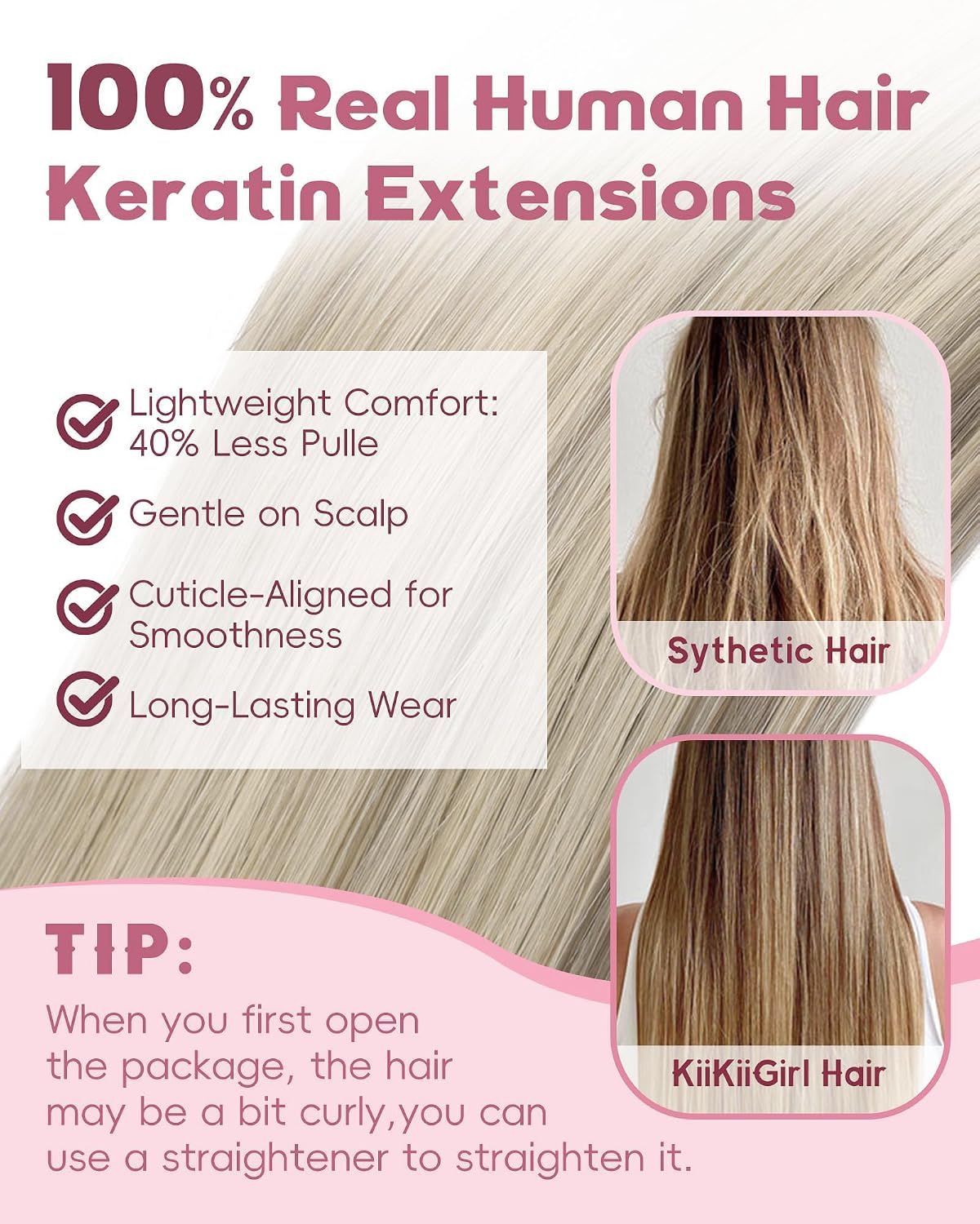 Microlink Hair Extensions Human Hair #16/60 Ash Blonde Highlighted Platinum Blonde 18 inch Smooth and Invisible Micro Loop Remy Hair 50g/pack Micro Link Microbead Human Hair Extensions