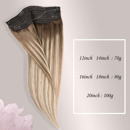 Wire Hair Extensions,DIYOMO Halo Hair Extensions Real Human Hair Hair Extensions Transparent Headband Adjustable Size Removable Secure，Hair Halo Extensions for Women,#P9/T9/613