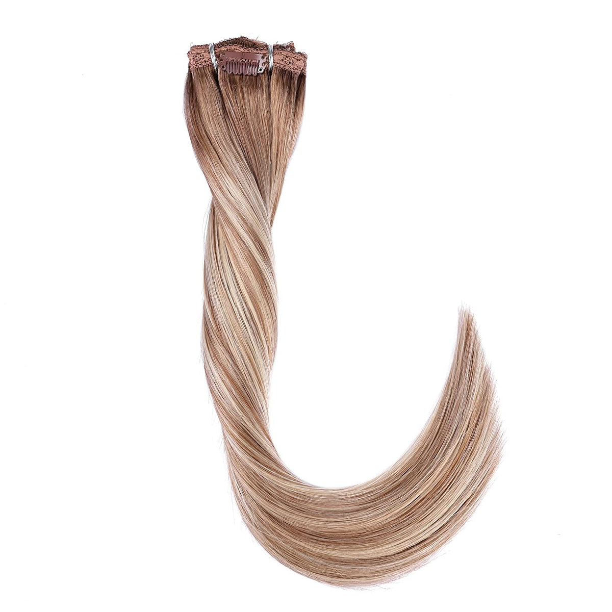 DIYOMO Clip in Hair Extensions Real Human Hair Golden Brown & Bleach Blonde Mixed Bleach Blonde with Light Brown Remy Seamless Clip ins Thick 120g 7pcs Clip on Hair Extensions Clip in Human Hair for Women #P9/T9/613