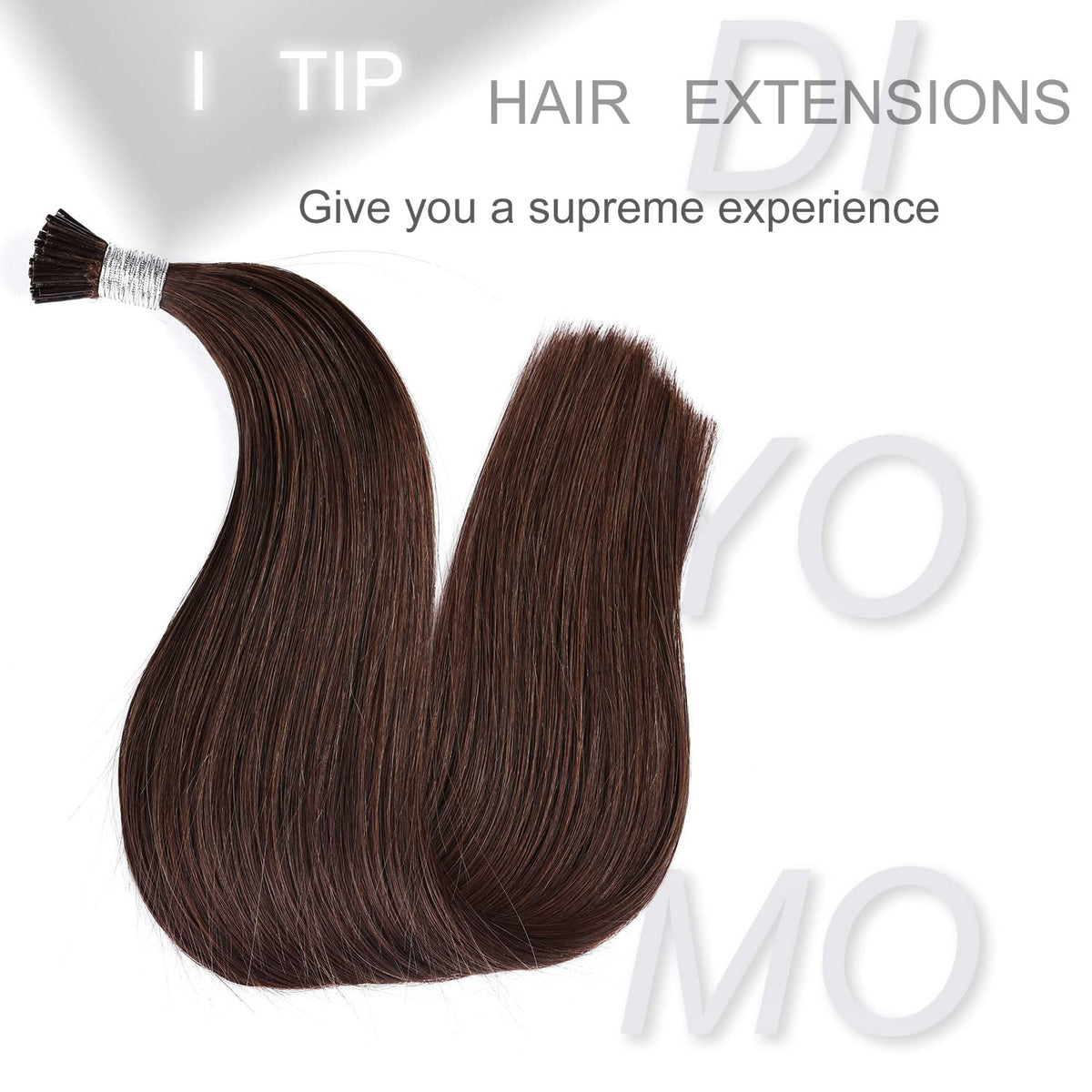 DIYOMO I Tip Hair Extensions Human Hair,Cold Fusion Soft Abnormal Hair Extensions 60 Strands Pre Keratin Bonded, Itip Human Hair Extensions,#4