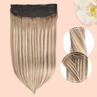 Wire Hair Extensions,DIYOMO Halo Hair Extensions Real Human Hair Hair Extensions Transparent Headband Adjustable Size Removable Secure，Hair Halo Extensions for Women,#P9/T9/613