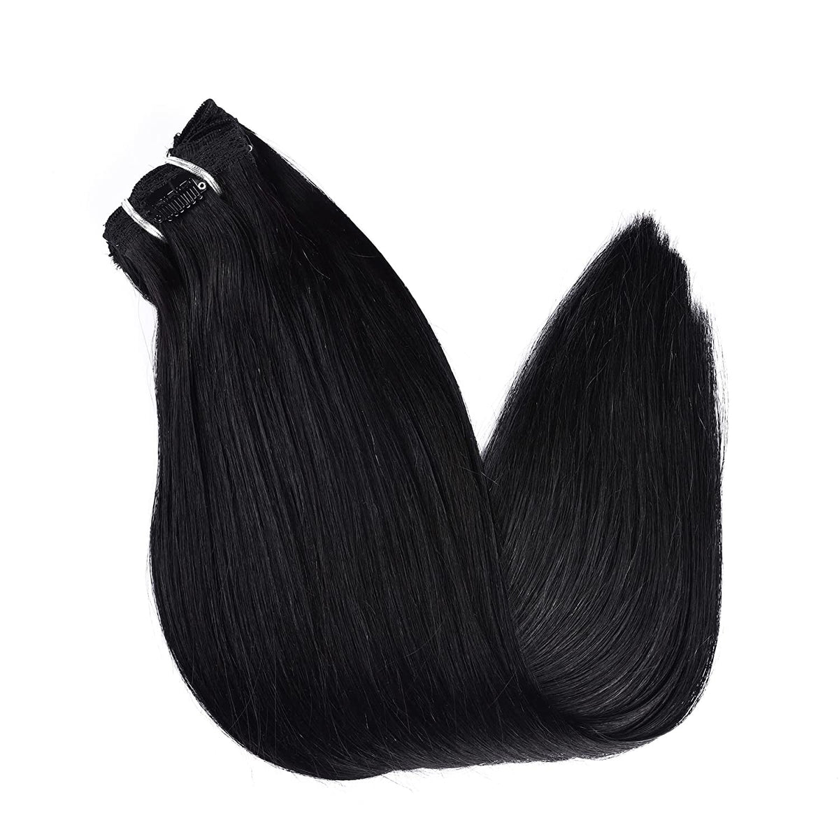 DIYOMO Clip in Hair Extensions Real Human Hair Soft & Natural Jet black Remy Seamless Clip ins 120g 7pcs Clip on Hair Extensions Clip in Human Hair for Women,#1