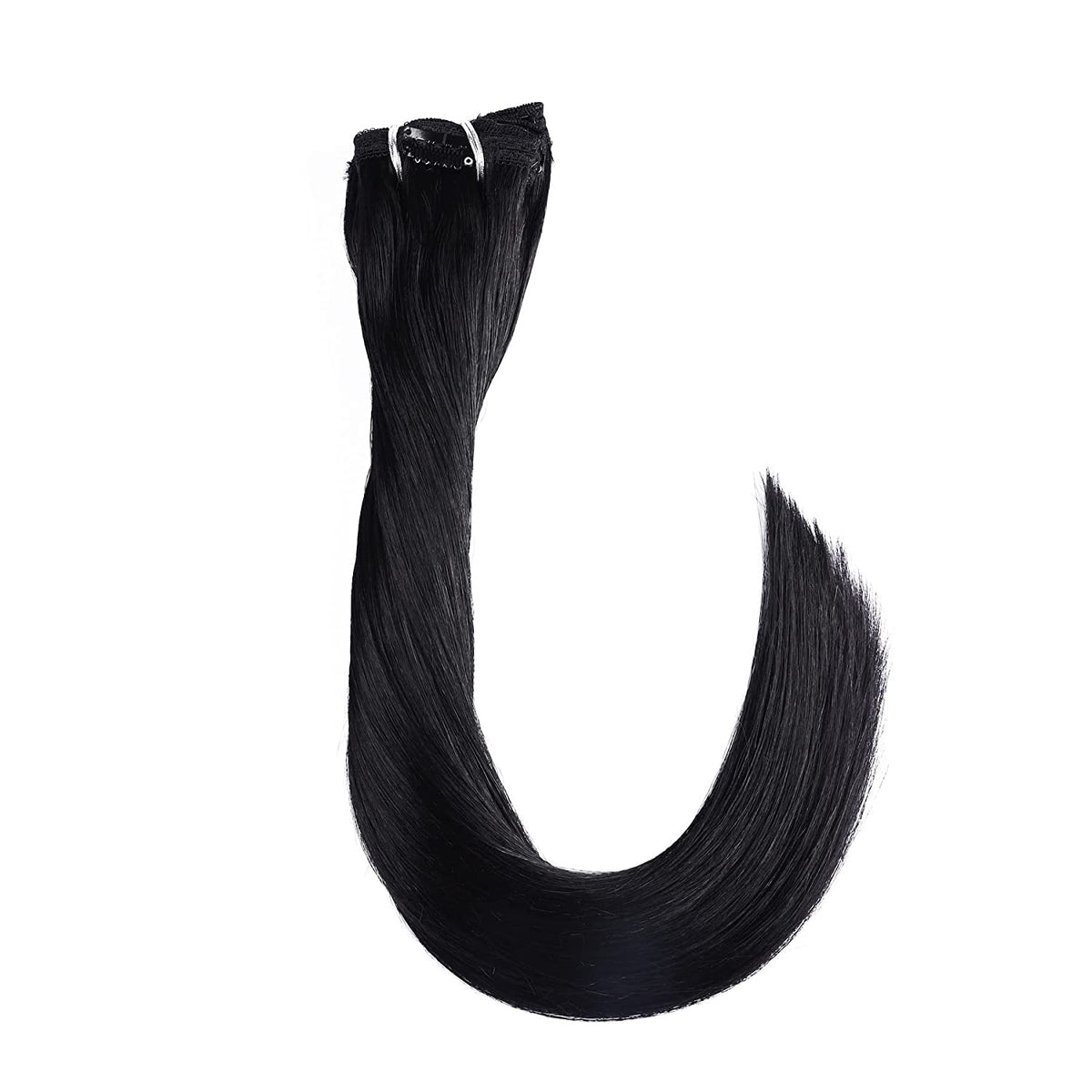 DIYOMO Clip in Hair Extensions Real Human Hair Soft & Natural Jet black Remy Seamless Clip ins 120g 7pcs Clip on Hair Extensions Clip in Human Hair for Women,#1
