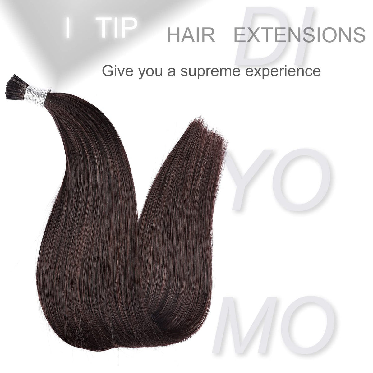 DIYOMO I Tip Hair Extensions Human Hair,Cold Fusion Soft Abnormal Hair Extensions 50 Strands Pre Keratin Bonded, Itip Human Hair Extensions,#2