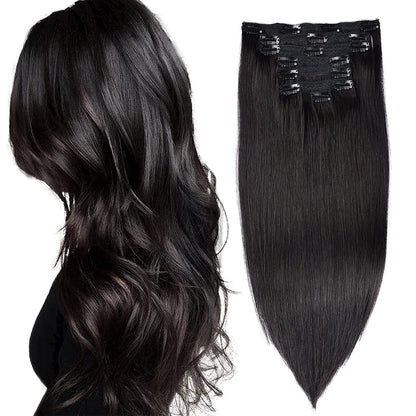 DIYOMO Clip in Hair Extensions Real Human Hair Soft & Natural black Remy Seamless Clip ins 120g 7pcs Clip on Hair Extensions Clip in Human Hair for Women,#1B