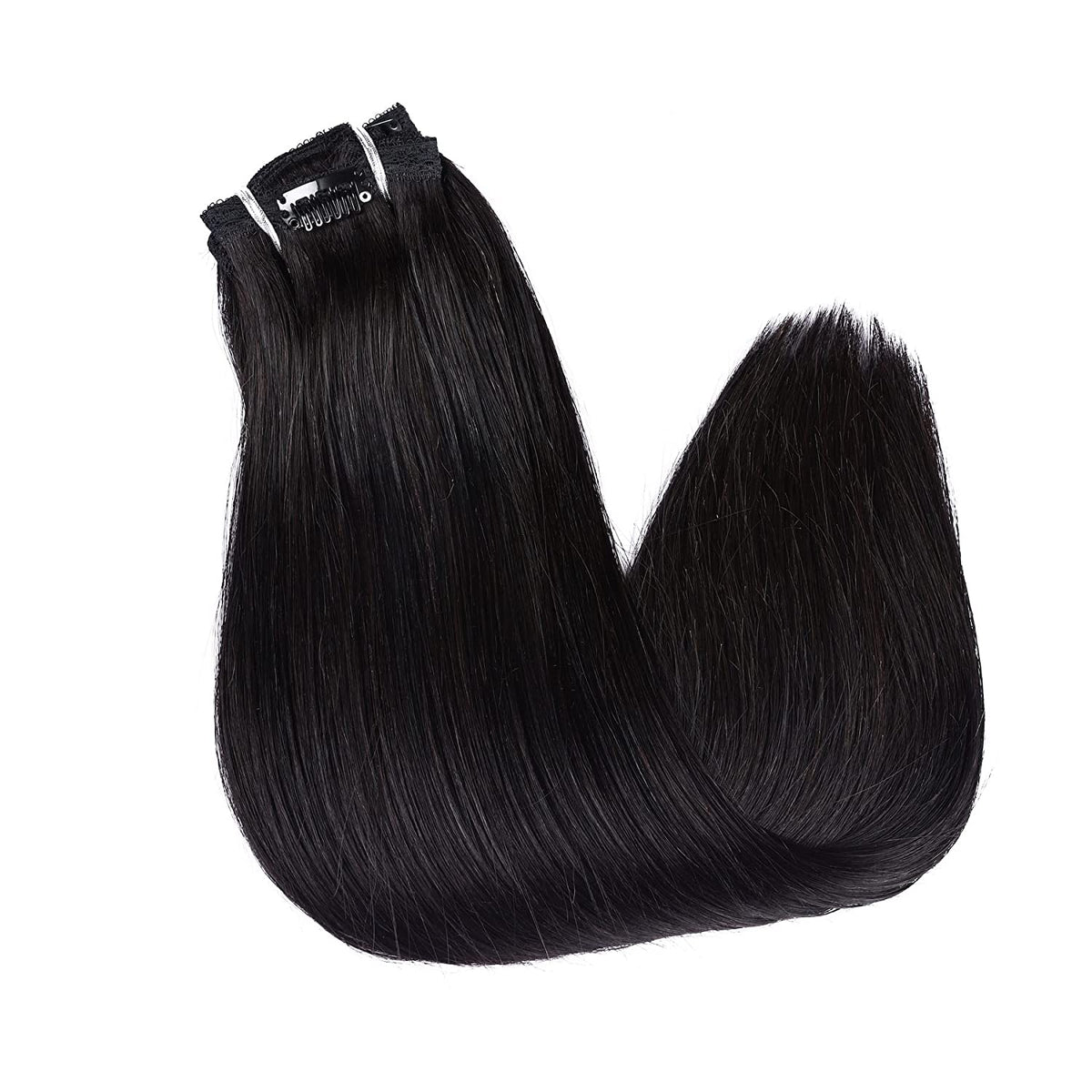 DIYOMO Clip in Hair Extensions Real Human Hair Soft & Natural black Remy Seamless Clip ins 120g 7pcs Clip on Hair Extensions Clip in Human Hair for Women,#1B