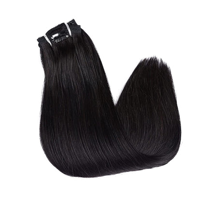 DIYOMO Clip in Hair Extensions Real Human Hair Soft & Natural black Remy Seamless Clip ins 120g 7pcs Clip on Hair Extensions Clip in Human Hair for Women,#1B