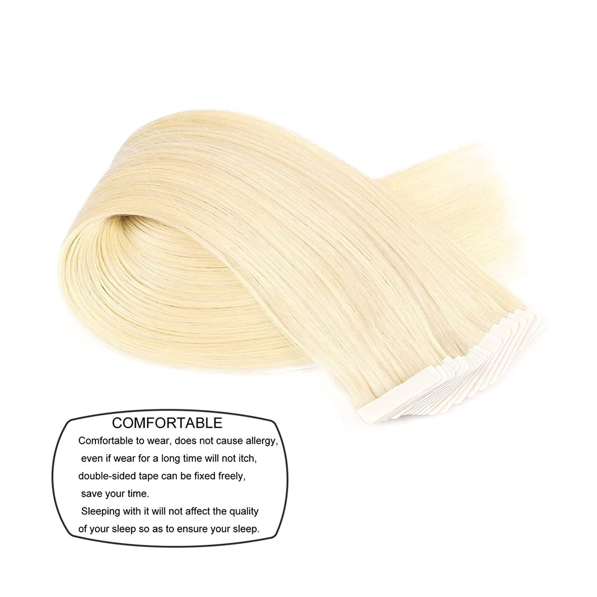 DIYOMO Tape in Hair Extensions Human Hair,#60 Platinum Blonde Hair Extensions Handcrafted Soft & Smooth Remy Hair Extensions for Women,2.5g/Pcs 50g/Pack,#60