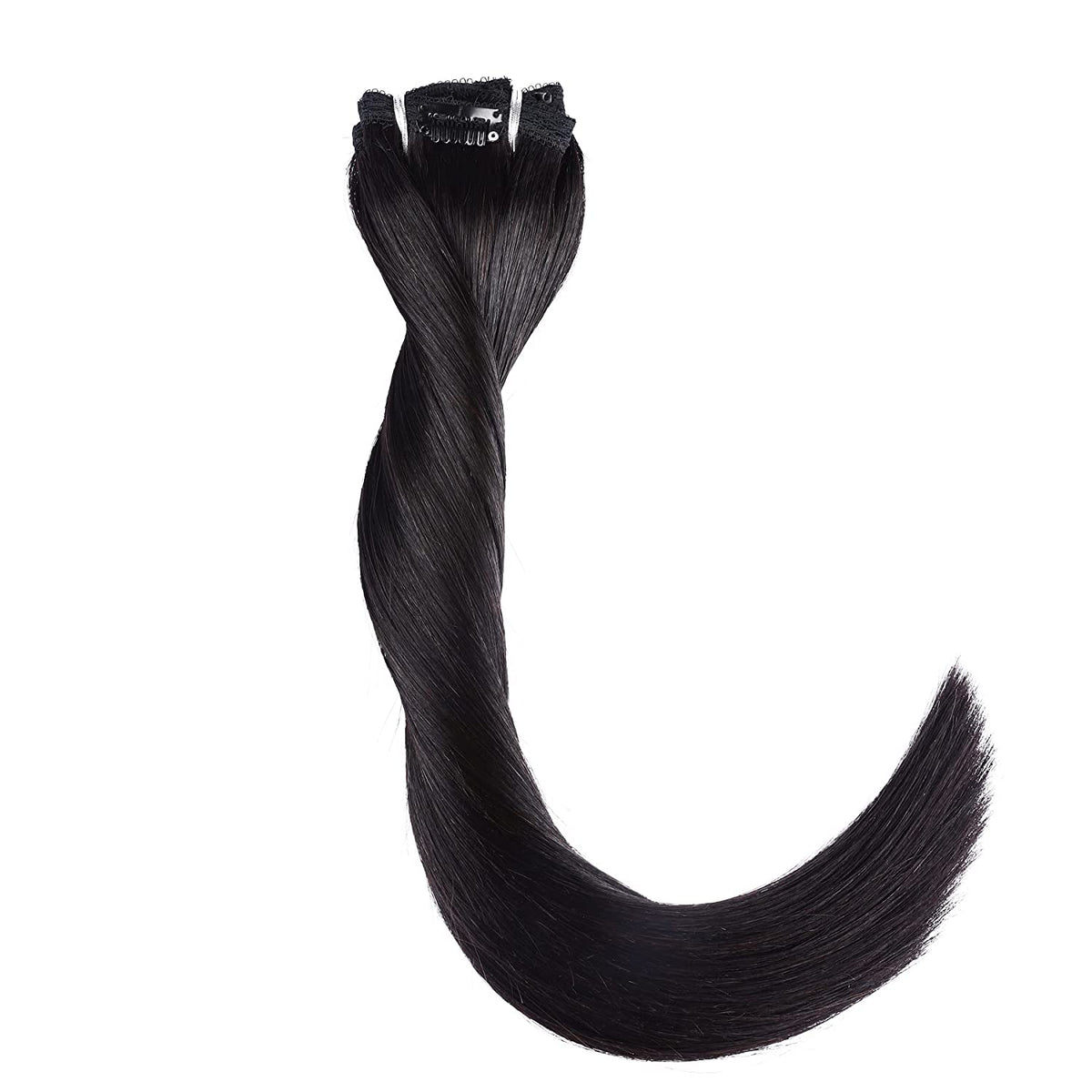 DIYOMO Clip in Hair Extensions Real Human Hair Soft & Natural black Remy Seamless Clip ins 120g 7pcs Clip on Hair Extensions Clip in Human Hair for Women,#1B