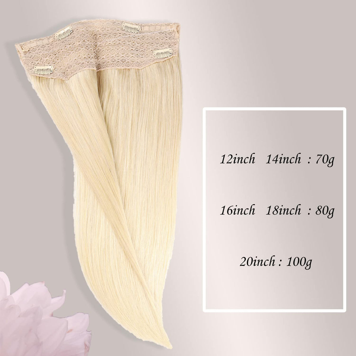 Wire Hair Extensions，DIYOMO Halo Hair Extensions Real Human Hair Hair Extensions Transparent Headband Adjustable Size Removable Secure，Hair Halo Extensions for Women,#60