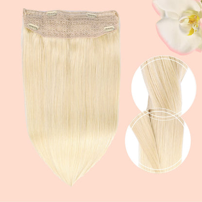 Wire Hair Extensions，DIYOMO Halo Hair Extensions Real Human Hair Hair Extensions Transparent Headband Adjustable Size Removable Secure，Hair Halo Extensions for Women,#60