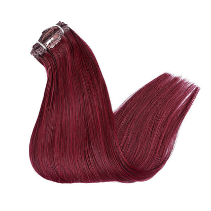 DIYOMO Clip in Hair Extensions Real Human Hair Wine Red 99J Burgundy Dark Red Clip in Human Hair Extensions 120g 7pcs Clip on Hair Extensions Clip Ins