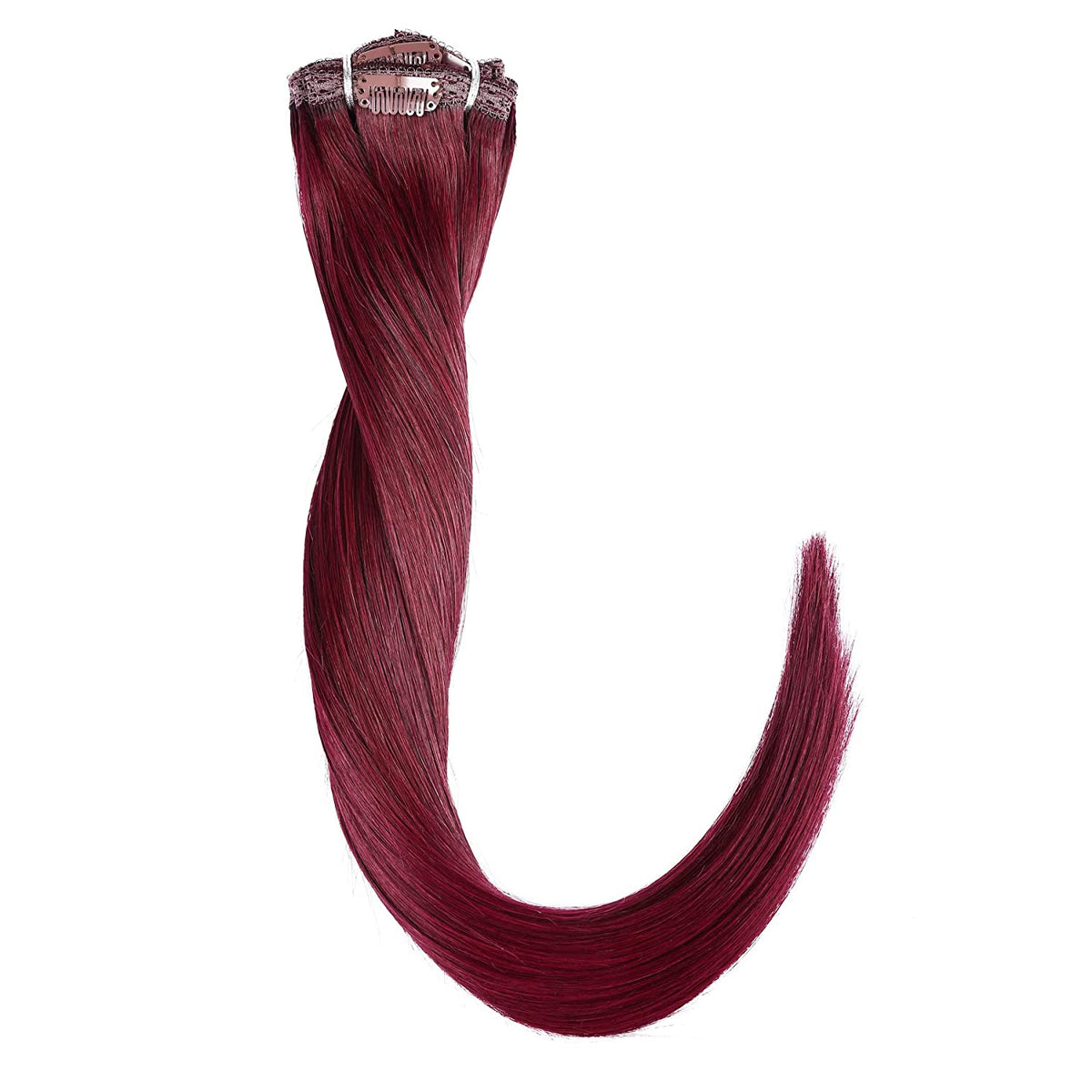 DIYOMO Clip in Hair Extensions Real Human Hair Wine Red 99J Burgundy Dark Red Clip in Human Hair Extensions 120g 7pcs Clip on Hair Extensions Clip Ins