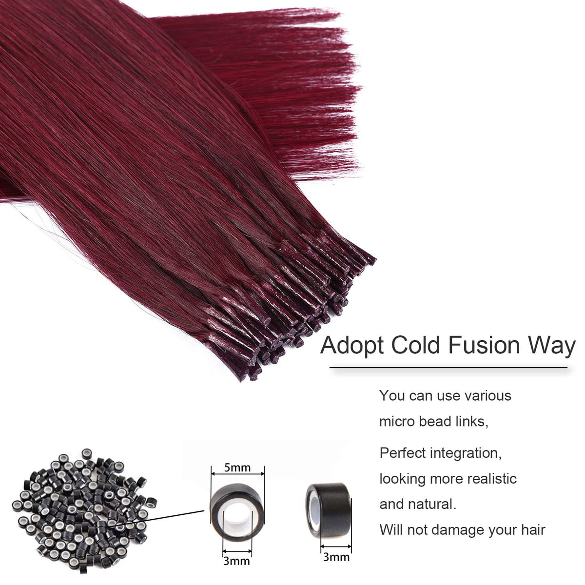DIYOMO I Tip Hair Extensions Human Hair,Cold Fusion Soft Abnormal Hair Extensions 50 Strands Pre Keratin Bonded, Itip Human Hair Extensions