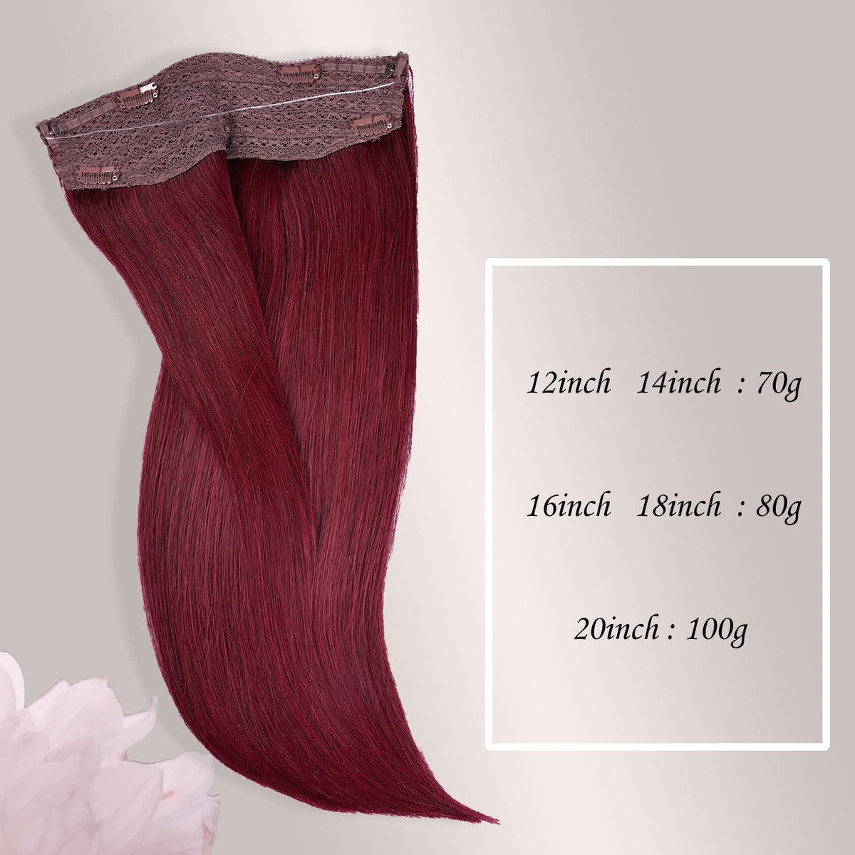 Wire Hair Extensions, DIYOMO Halo Hair Extensions Real Human Hair Hair Extensions Transparent Headband Adjustable Size Removable Secure，Hair Halo Extensions for Women,#99J