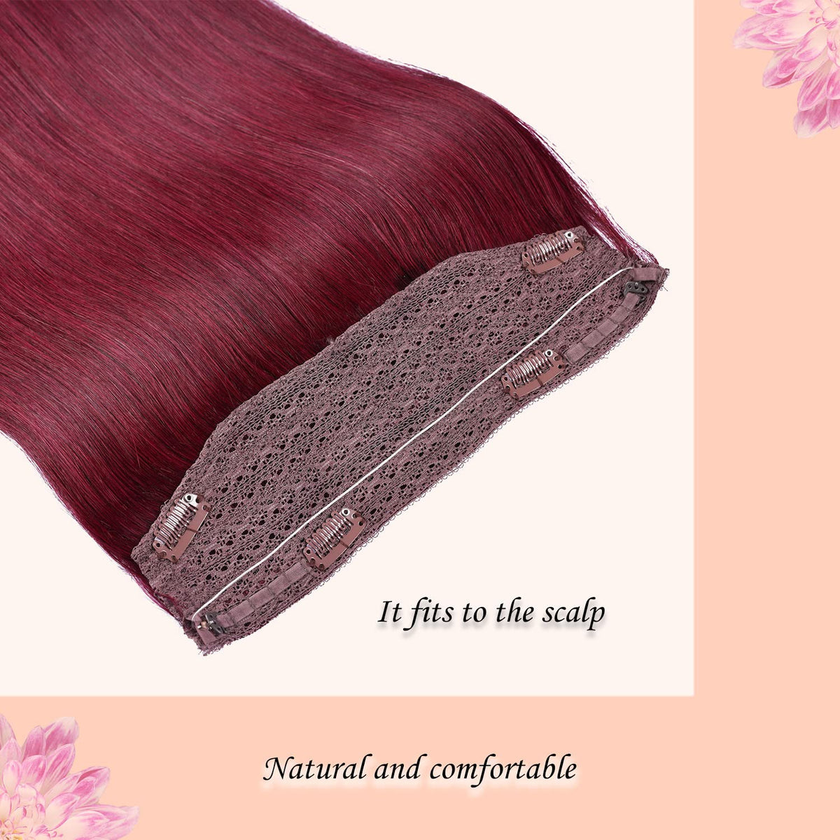 Wire Hair Extensions, DIYOMO Halo Hair Extensions Real Human Hair Hair Extensions Transparent Headband Adjustable Size Removable Secure，Hair Halo Extensions for Women,#99J