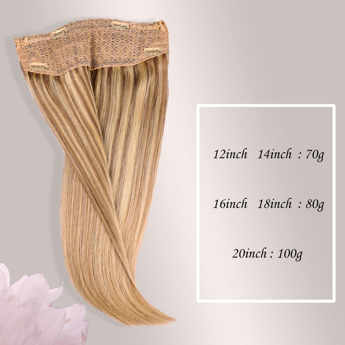 Wire Hair Extensions,DIYOMO Halo Hair Extensions Real Human Hair Hair Extensions Transparent Headband Adjustable Size Removable Secure，Hair Halo Extensions for Women,#P18/613