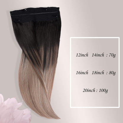 Wire Hair Extensions,DIYOMO Halo Hair Extensions Real Human Hair Hair Extensions Transparent Headband Adjustable Size Removable Secure，Hair Halo Extensions for Women,#T1B-8P/60