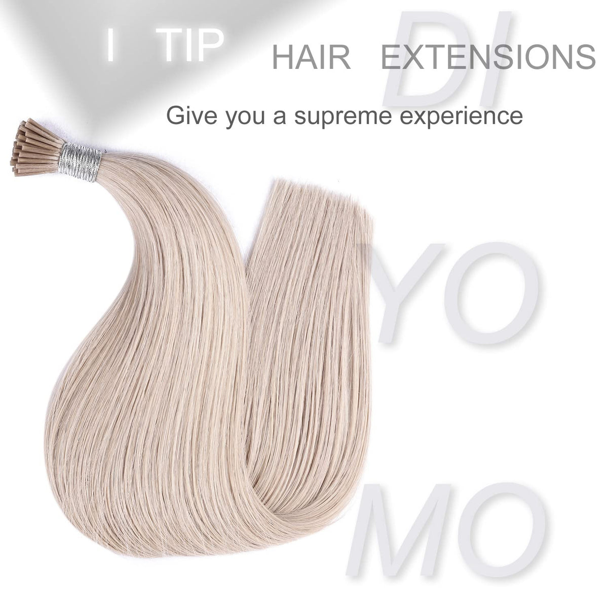 DIYOMO I Tip Hair Extensions Human Hair,Cold Fusion Soft Abnormal Hair Extensions 50 Strands Pre Keratin Bonded, Itip Human Hair Extensions,#60A