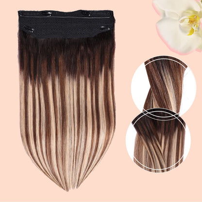 Wire Hair Extensions,DIYOMO Halo Hair Extensions Real Human Hair Hair Extensions Transparent Headband Adjustable Size Removable Secure，Hair Halo Extensions for Women,#1B/4/27
