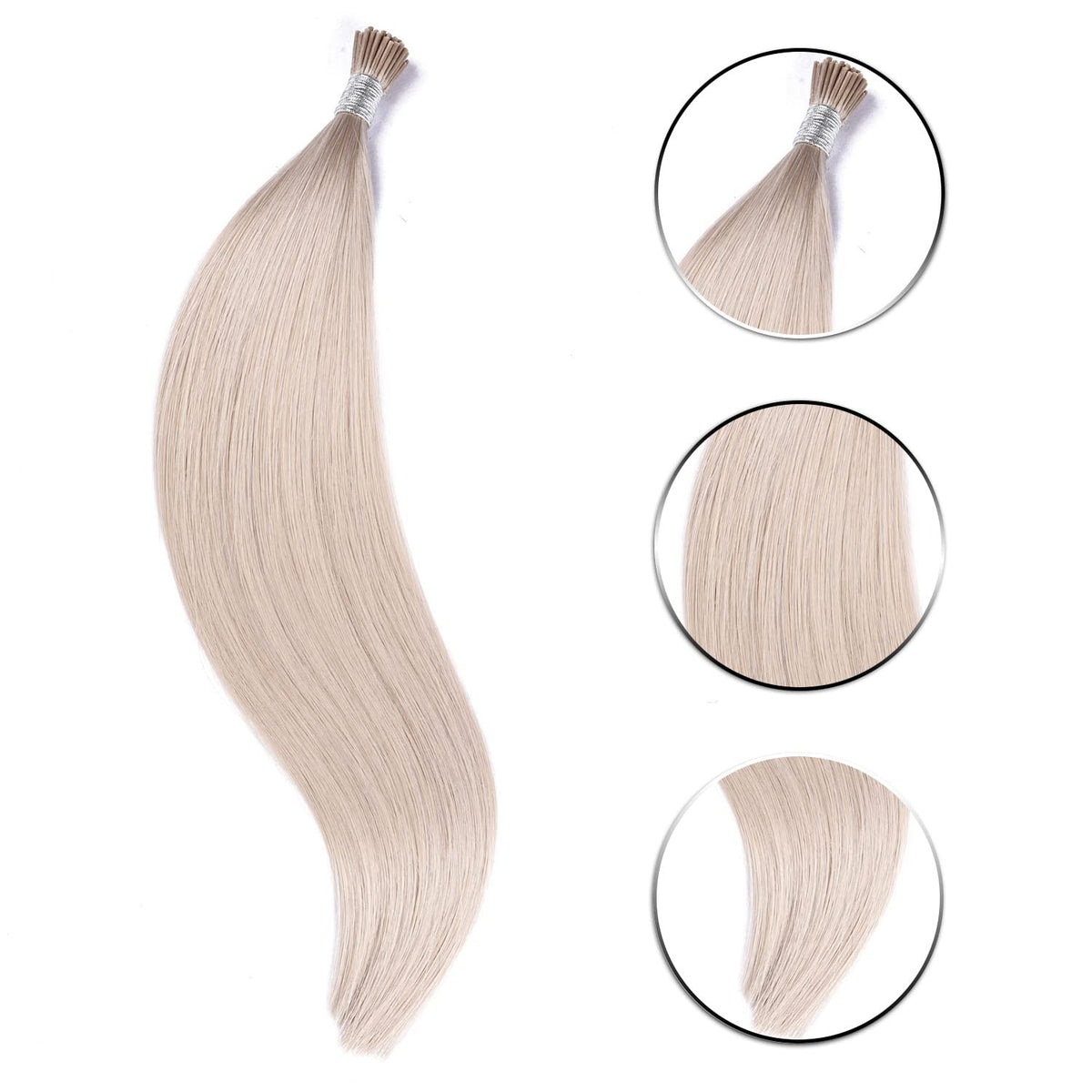 DIYOMO I Tip Hair Extensions Human Hair,Cold Fusion Soft Abnormal Hair Extensions 50 Strands Pre Keratin Bonded, Itip Human Hair Extensions,#60A